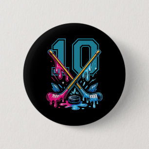 Nummer 10 Jahre Eiscreme-Tropf-Hockey 10. Geburtst Button