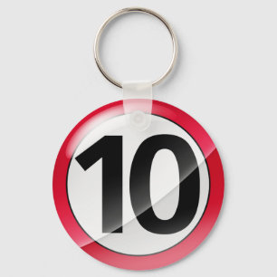 Nummer 10 rote Schlüsselkette Schlüsselanhänger