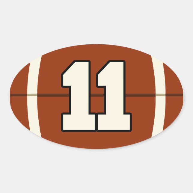 Nummer 11 Fußballaufkleber. Ovaler Aufkleber (Vorderseite)