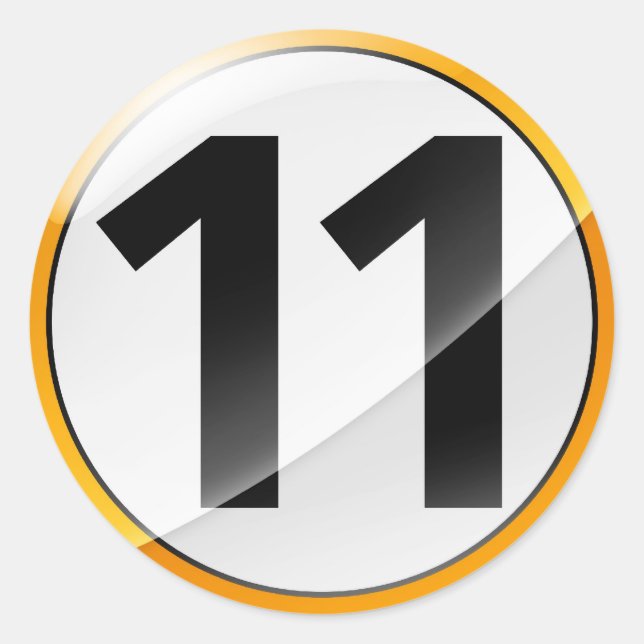Nummer 11 Goldaufkleber Runder Aufkleber (Vorderseite)