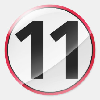 Nummer 11 roter Aufkleber