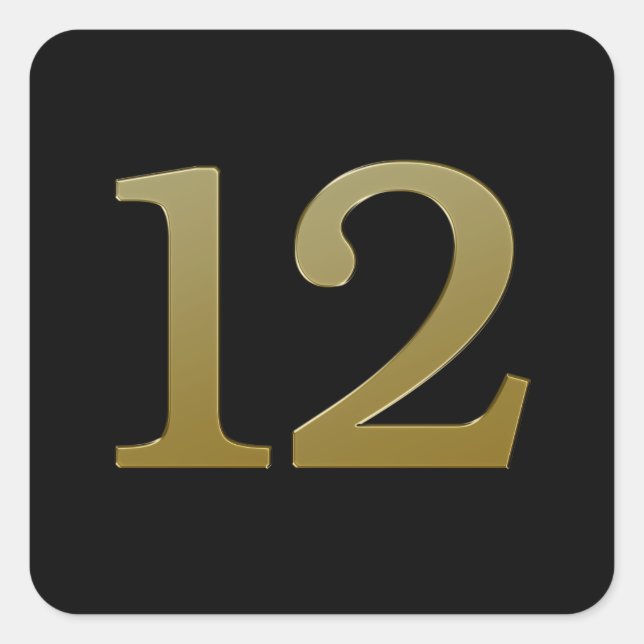 Nummer 12 Gold Square Sticker (Vorderseite)