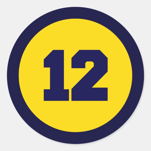 Nummer 12 Kreis Runder Aufkleber (Vorderseite)