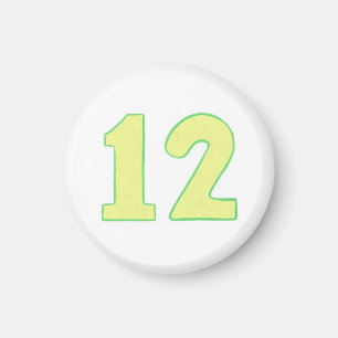 Nummer 12 Magnet mit gelb und grün