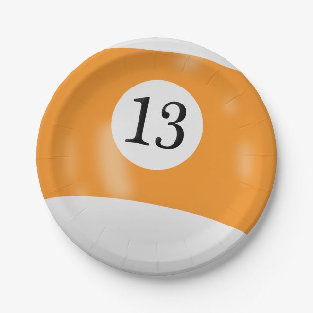 Nummer 13 Billardball Pappteller (Vorderseite)