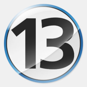 Nummer 13 blaue Aufkleber