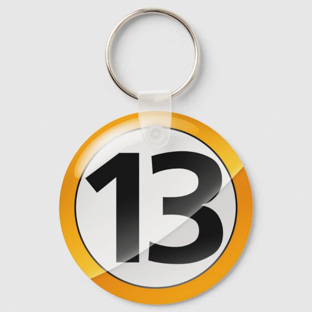 Nummer 13 Goldschlüsselkette Schlüsselanhänger (Vorderseite)