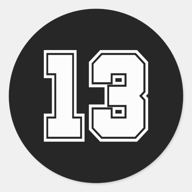 Nummer 13 Nr. 313 Sportspieler Runder Aufkleber (Vorderseite)