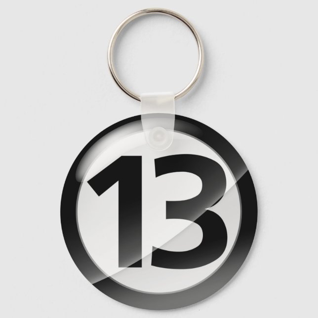 Nummer 13 schwarze Schlüsselkette Schlüsselanhänger (Vorderseite)