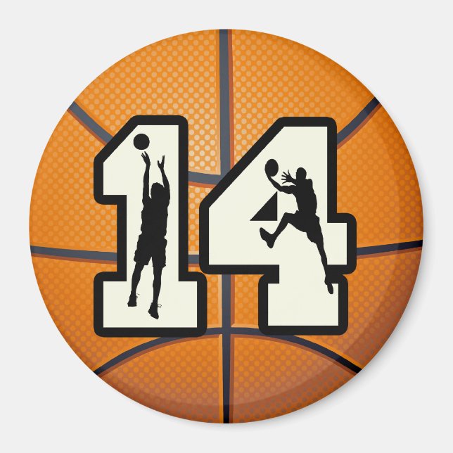 Nummer 14 Basketball und Spieler Magnet (Vorne)