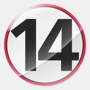Nummer 14 roter Aufkleber