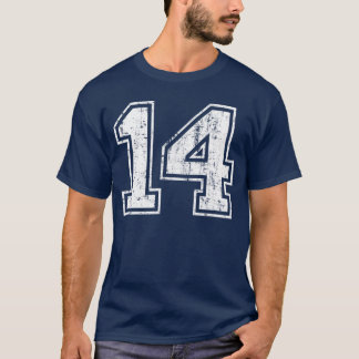 Nummer 14 Vierzehn Distressed Vintage Sportseamrai T-Shirt