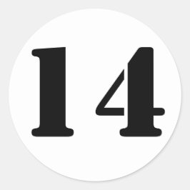 Nummer 14 Vierzehn weiße Stift Zahlen von Janz Runder Aufkleber