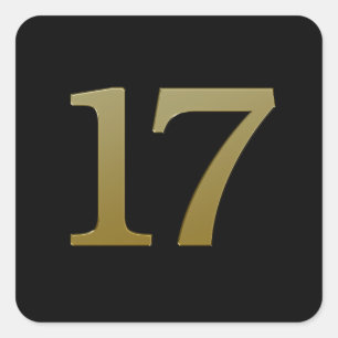 Nummer 17 Gold Square Sticker