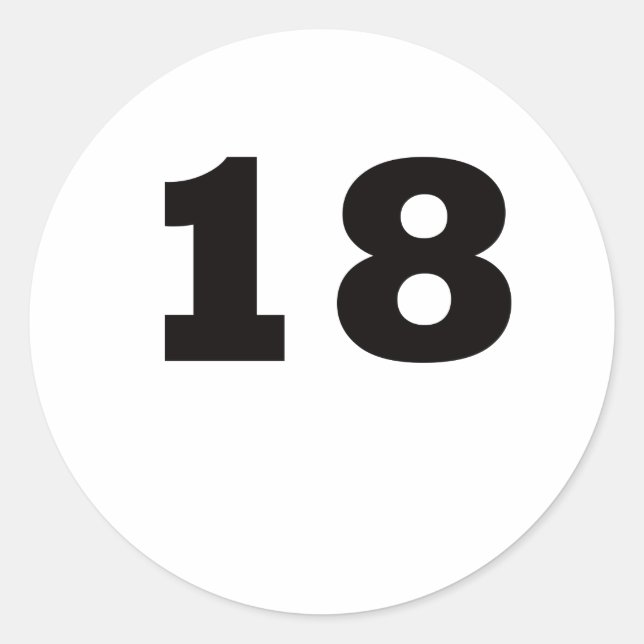 Nummer 18 runder aufkleber (Vorderseite)