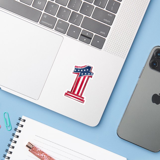 Nummer 1 Amerikaner Aufkleber (Laptop mit iPhone)