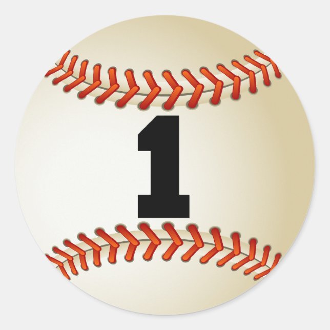 Nummer 1 Baseball Runder Aufkleber (Vorderseite)