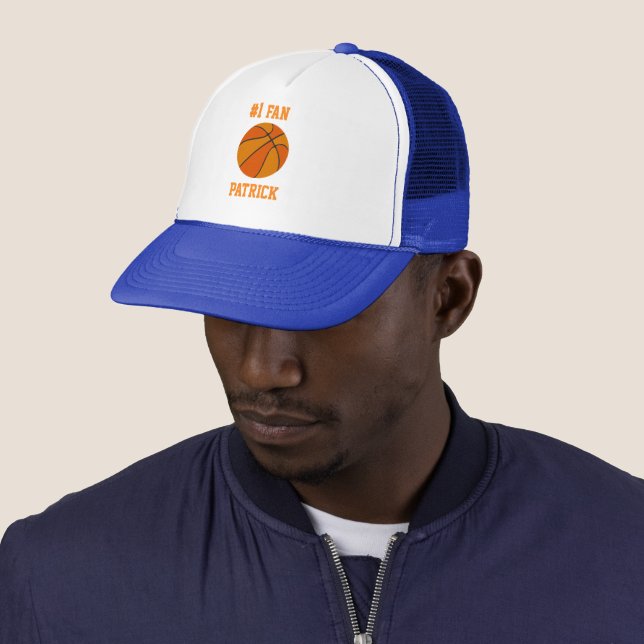 Nummer #1 Basketball-Lüfter mit Ihrem Namen Truckerkappe (Beispiel)
