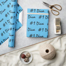 Nummer 1 Diva Light Blue Wrapping Paper Geschenkpapier