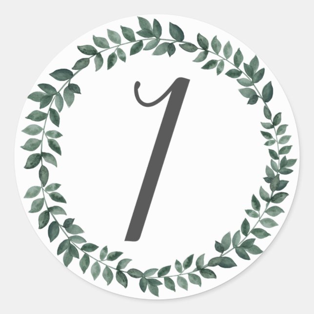 Nummer 1 Ein Monogramm Minimalistischer botanische Runder Aufkleber (Vorderseite)