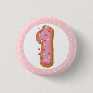 Nummer 1 Ein rosa Ice Donuts Baby erster Geburtsta Button