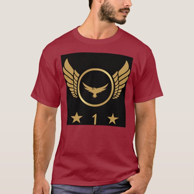Nummer 1: Goldadlerbild Maroon Farbe T-Shirt (Vorderseite)