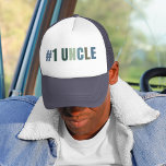 Nummer 1 | Idee zu einem lustigen Onkel Truckerkappe<br><div class="desc">Feiern Sie den coolststen Onkel der Welt mit diesem kühnen und stilvollen "#1 UNCLE" LKW-Hut! Diese in Retro-inspiriert Blocktext mit einer weichen Vintagen Farbpalette entworfene Kappe macht Geburtstage, Vatertag oder einfach nur aus dem Grund Spaß und ist nachdenklich. Ein perfektes Accessoire für den unterhaltsamen Onkel jeder Liebe! 🎁 Warum es...</div>