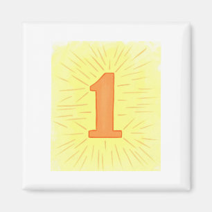 Nummer 1 in orangen und gelben Magneten Magnet