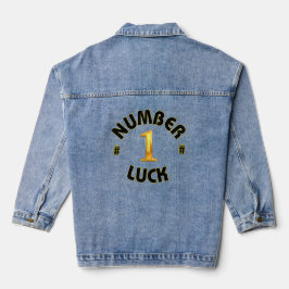 Nummer 1 LUCK Zitat mit schwarzgelbem Text Jeansjacke