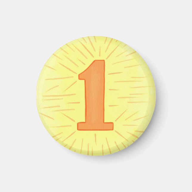 Nummer 1 Magnet mit gelb und orange (Vorne)