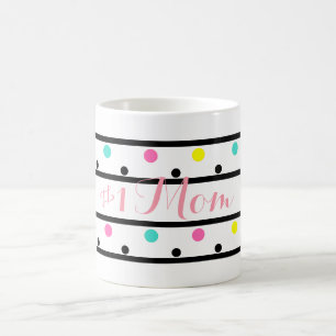 Nummer 1 Mama Black Polka Dots Kaffeetasse