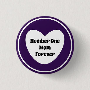 Nummer 1 Mama Dunkles Lila modernes Weißherz Button