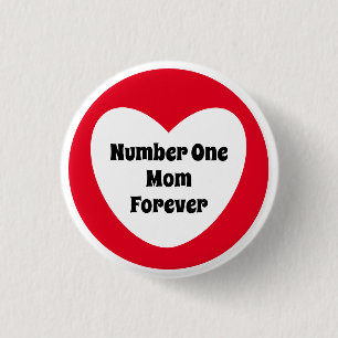 Nummer 1 Mama Niedliches Rotes Weißes Herz Button