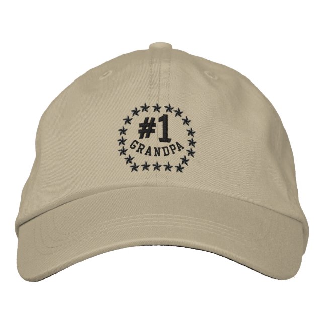 Nummer 1 Nummer eins Grandpa-Stars bestickte Cap Kappe (Vorderseite)