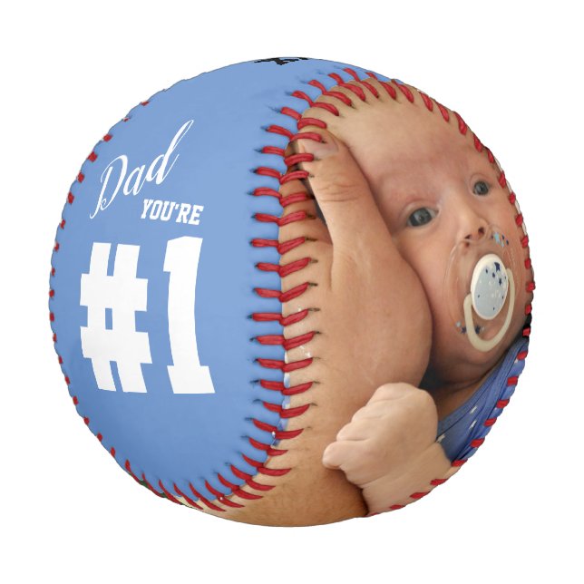 Nummer 1 Vater Benutzerdefiniertes Foto Baseball (Schrägansicht)