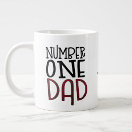 Nummer 1 Vater Black Tartan Typografy Gift Jumbo-Tasse