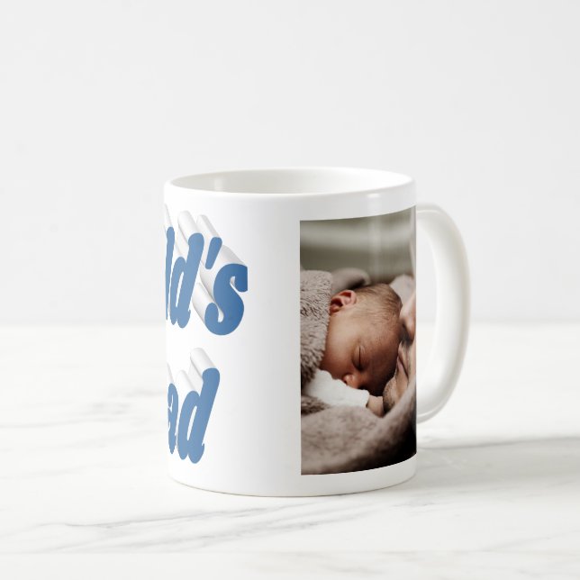 Nummer 1 Vater Vathers Day Foto Blau Kaffeetasse (VorderseiteRechts)