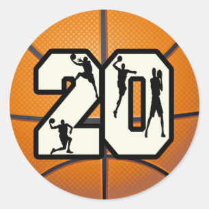 Nummer 20 Basketball Runder Aufkleber
