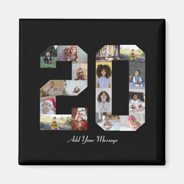 Nummer 20 FotoCollage Magnet (Vorne)