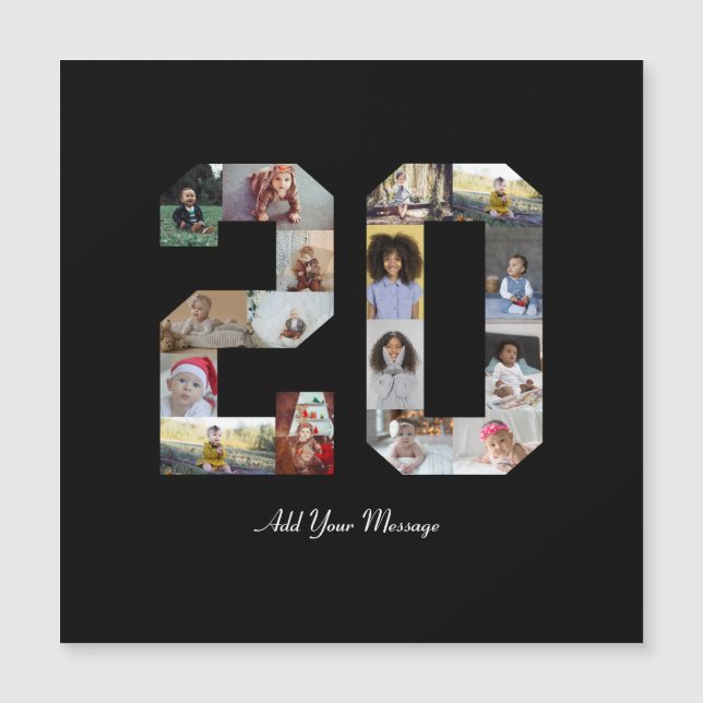 Nummer 20 FotoCollage Magnetkarte (Vorderseite)