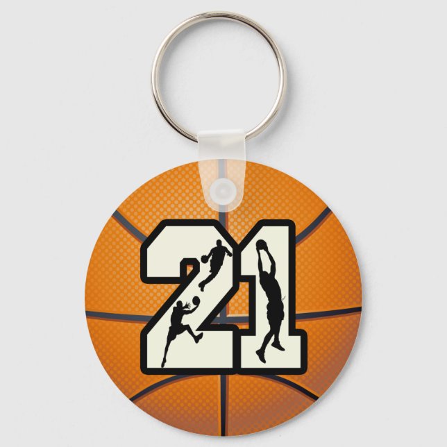 Nummer 21 Basketball Schlüsselanhänger (Vorderseite)