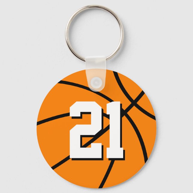 Nummer 21 Basketball-Schlüsselanhänger | Anpassbar Schlüsselanhänger (Vorderseite)