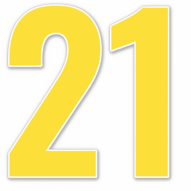 Nummer 21 Gold- und Weißaufkleber Aufkleber (Vorderseite)