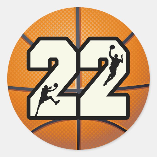 Nummer 22 Basketball Runder Aufkleber (Vorderseite)