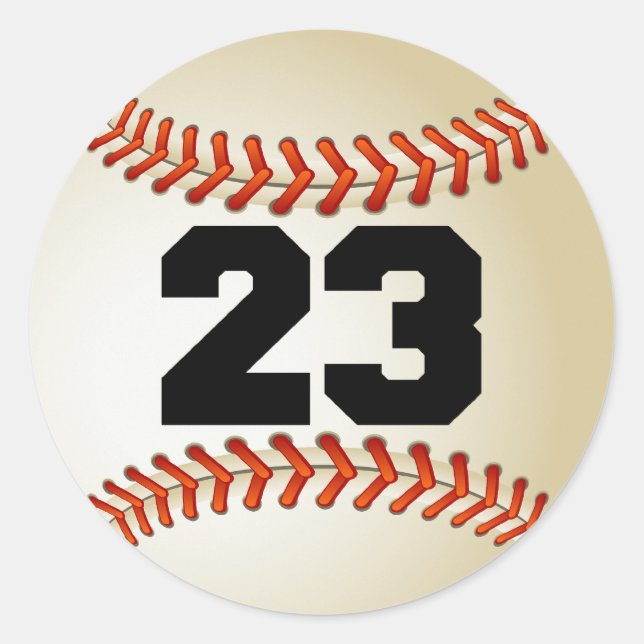 Nummer 23 Baseball Runder Aufkleber (Vorderseite)