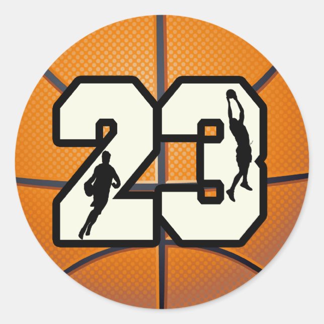 Nummer 23 Basketball Runder Aufkleber (Vorderseite)