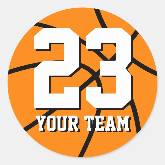 Nummer 23 Basketballaufkleber | Personalizierbarer Runder Aufkleber (Vorderseite)