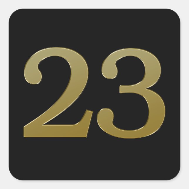 Nummer 23 Gold Square Sticker (Vorderseite)