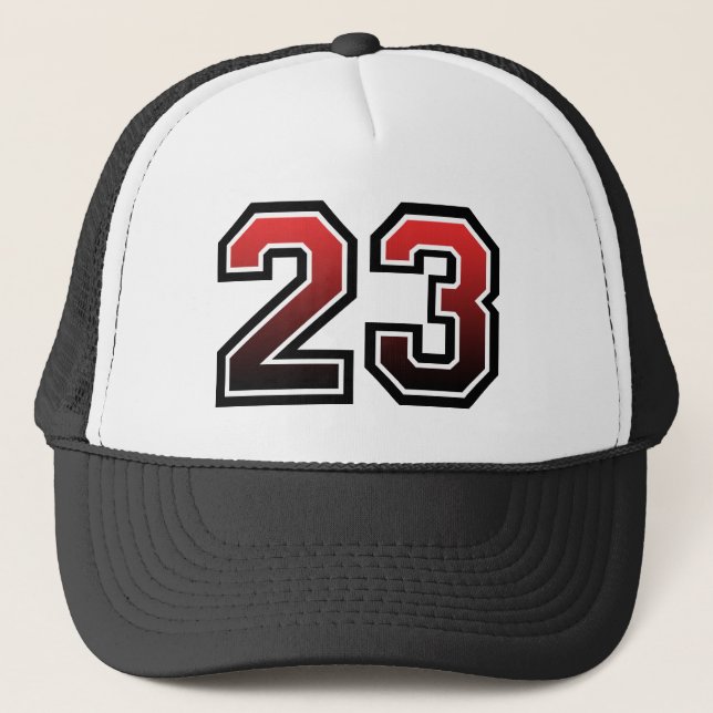Nummer "23" rot und schwarz truckerkappe (Vorderseite)