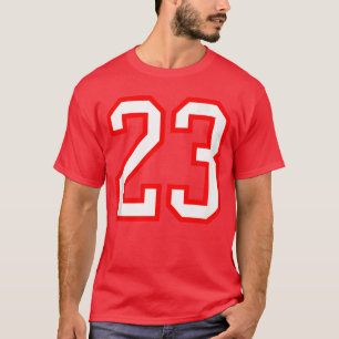 Nummer 23 Weiß Rot Sport Universitäts-Nummernakop T-Shirt